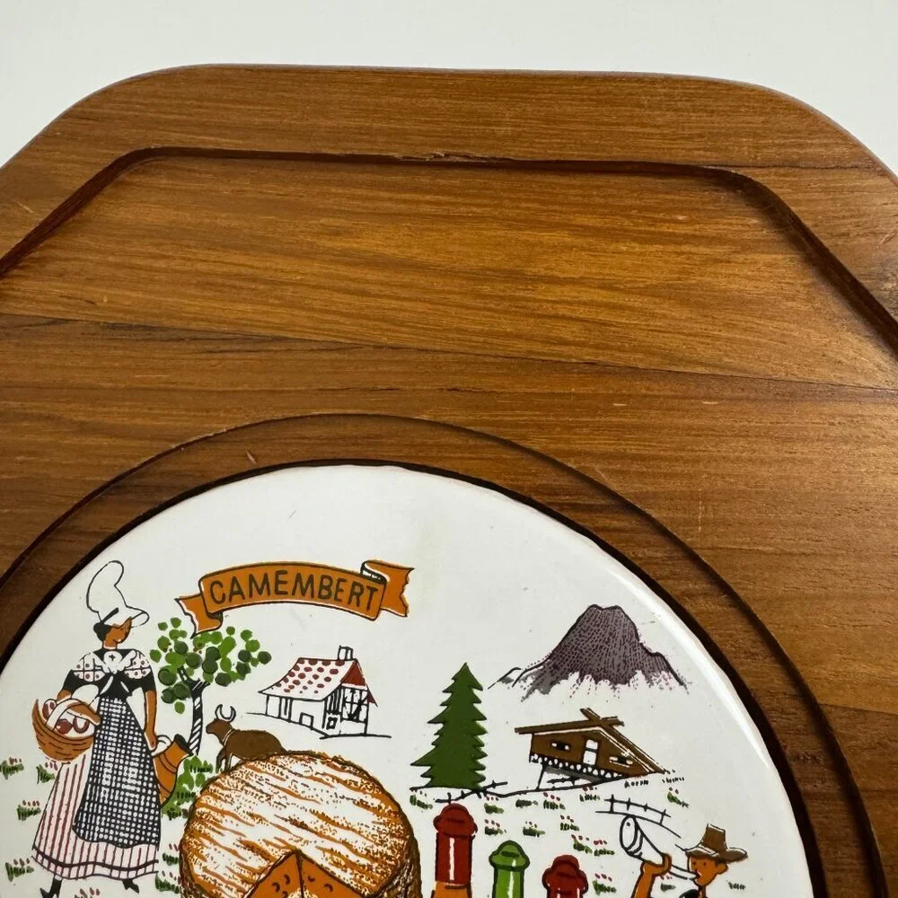 Vtg Octagonal  Cheese Server Tray 12